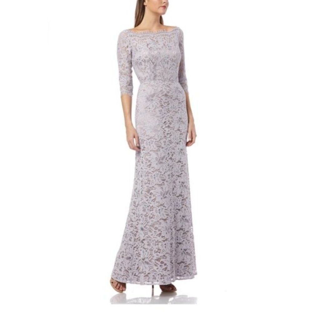 JS Collections Lavender BOATNECK LACE DRESS